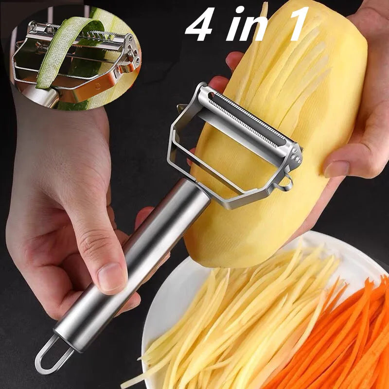 Versatile Stainless Steel Kitchen Peeler - Effortlessly Slice and Shred Fruits and Vegetables