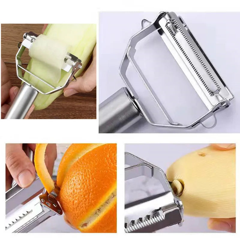 Versatile Stainless Steel Kitchen Peeler - Effortlessly Slice and Shred Fruits and Vegetables