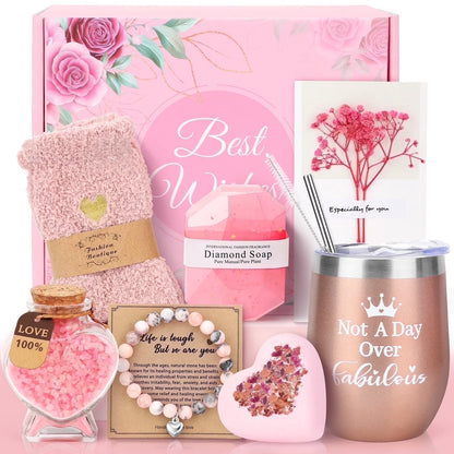 Valentine'S Gift Baskets for Women, 10 Pack Valentines Day Gift Sets, Valentine’S Day Baskets Holiday Birthday Gifts for Mom Women, Pink