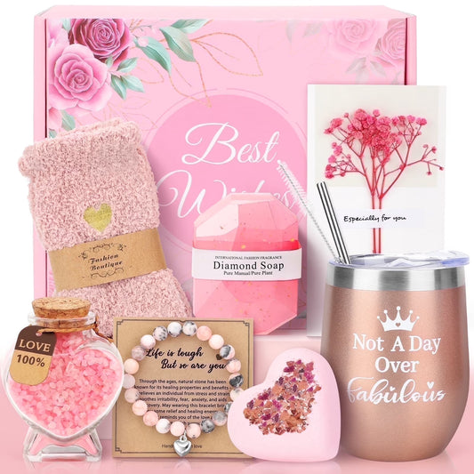 Valentine'S Gift Baskets for Women, 10 Pack Valentines Day Gift Sets, Valentine’S Day Baskets Holiday Birthday Gifts for Mom Women, Pink
