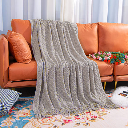 Cozy Up with Our Lightweight Taupe Acrylic Knitted Throw Blanket – Perfect for Travel, Couch, and Bed!