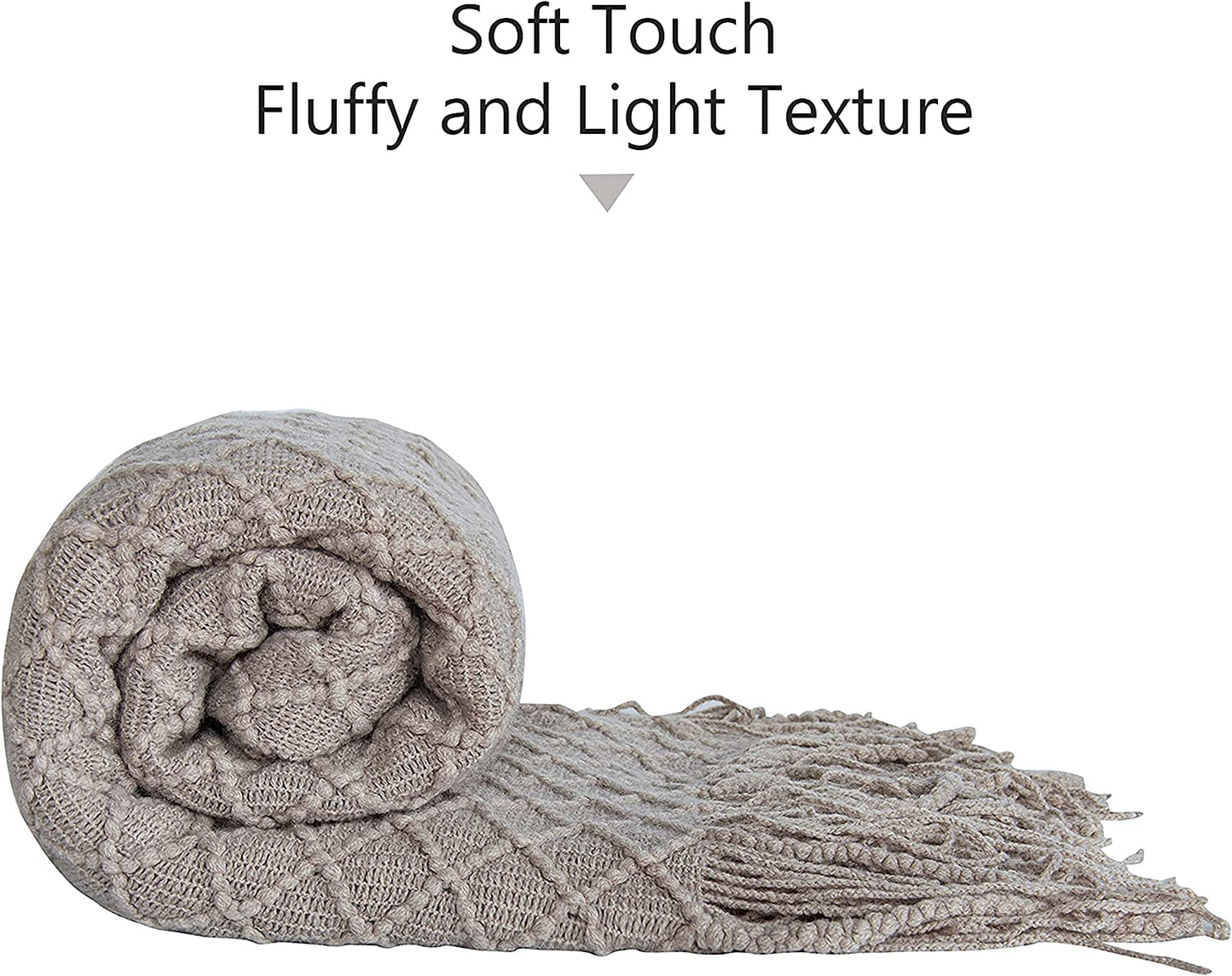 Cozy Up with Our Lightweight Taupe Acrylic Knitted Throw Blanket – Perfect for Travel, Couch, and Bed!