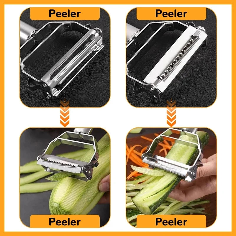 Versatile Stainless Steel Kitchen Peeler - Effortlessly Slice and Shred Fruits and Vegetables