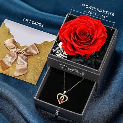 Preserved Real Rose with Eternal Love Necklace - 21.65" Extended Chain, Perfect Anniversary, Birthday, and Valentine's Gift for Women, Including Wives, Girlfriends, Mothers, Grandmothers, Daughters, and Sisters on Special Occasions.