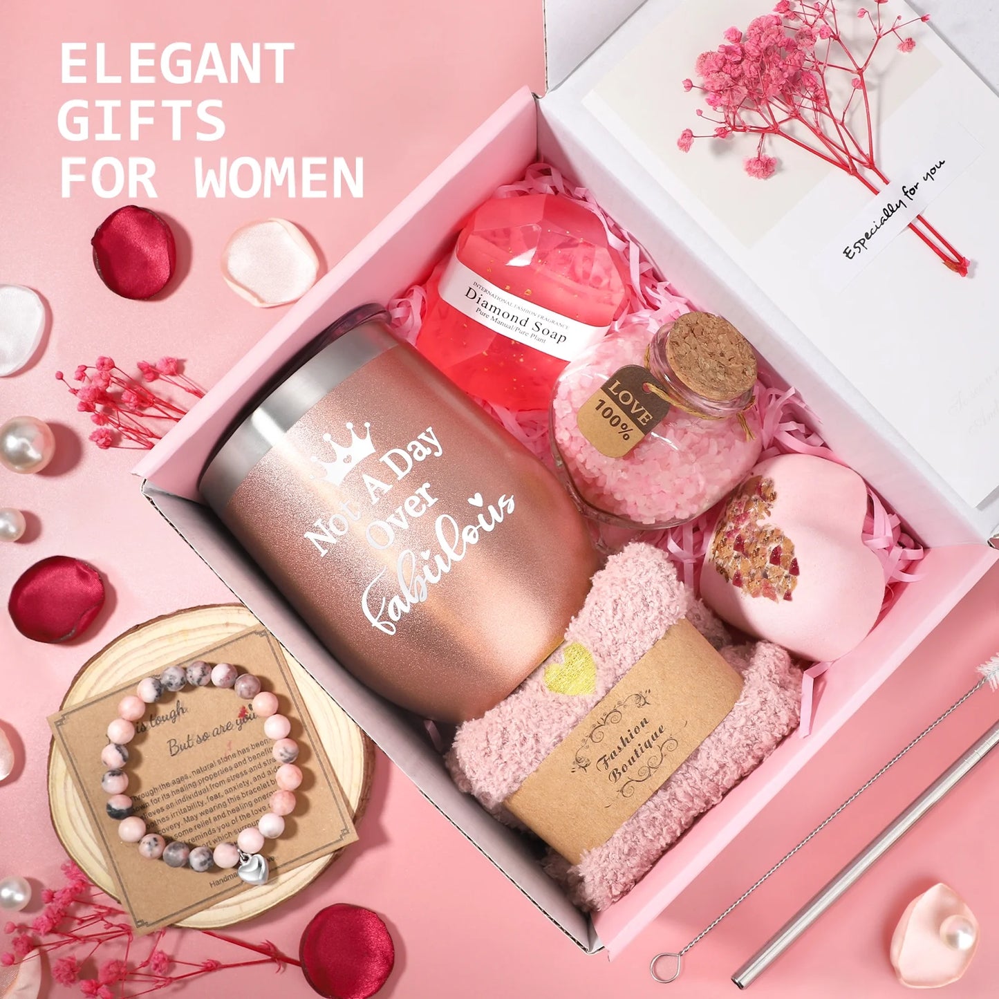 Valentine'S Gift Baskets for Women, 10 Pack Valentines Day Gift Sets, Valentine’S Day Baskets Holiday Birthday Gifts for Mom Women, Pink