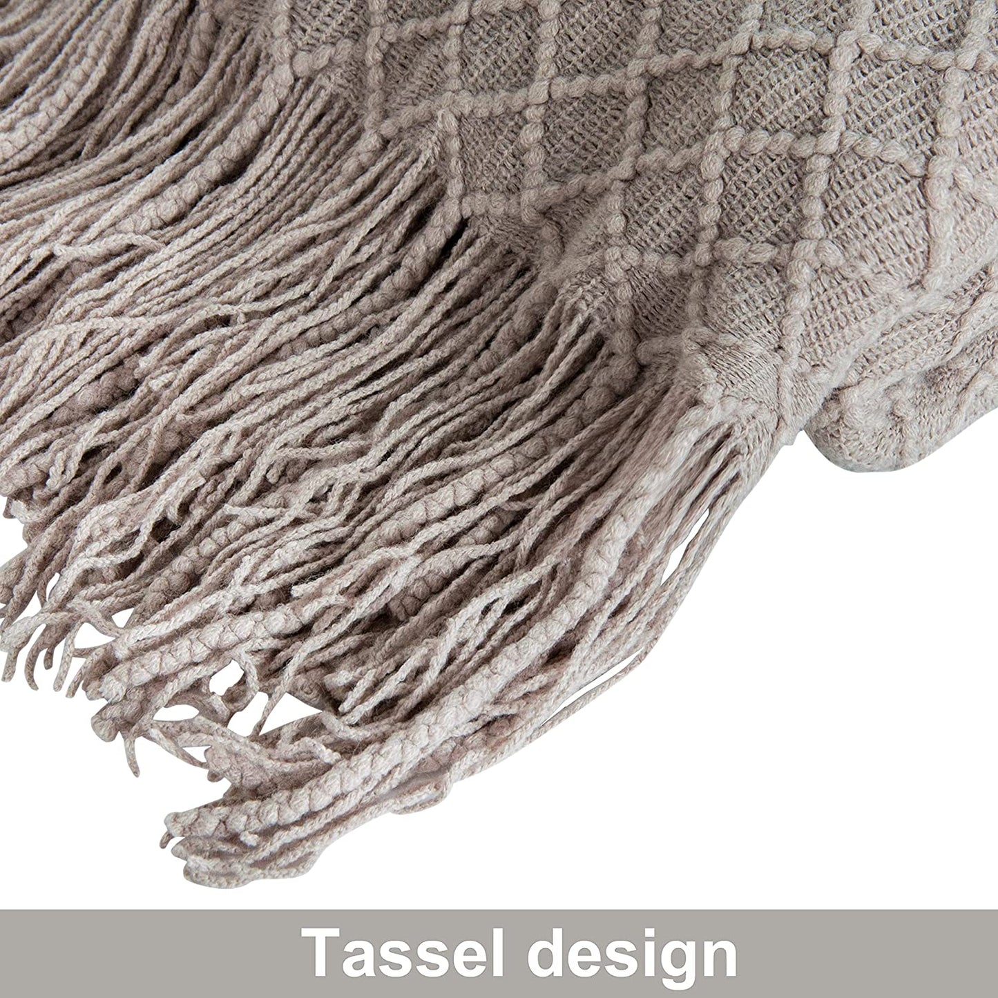 Cozy Up with Our Lightweight Taupe Acrylic Knitted Throw Blanket – Perfect for Travel, Couch, and Bed!