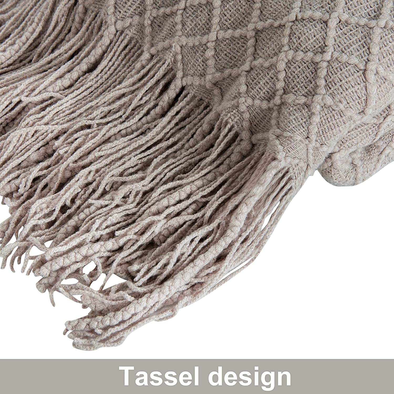 Cozy Up with Our Lightweight Taupe Acrylic Knitted Throw Blanket – Perfect for Travel, Couch, and Bed!