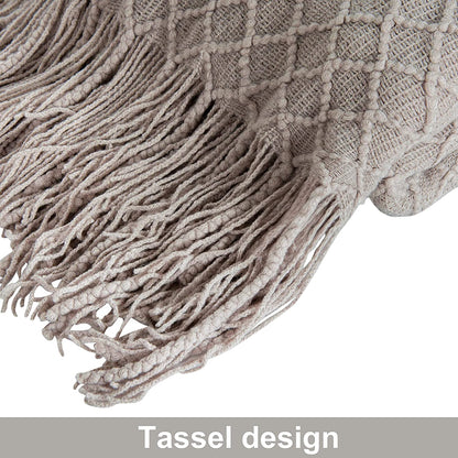 Cozy Up with Our Lightweight Taupe Acrylic Knitted Throw Blanket – Perfect for Travel, Couch, and Bed!