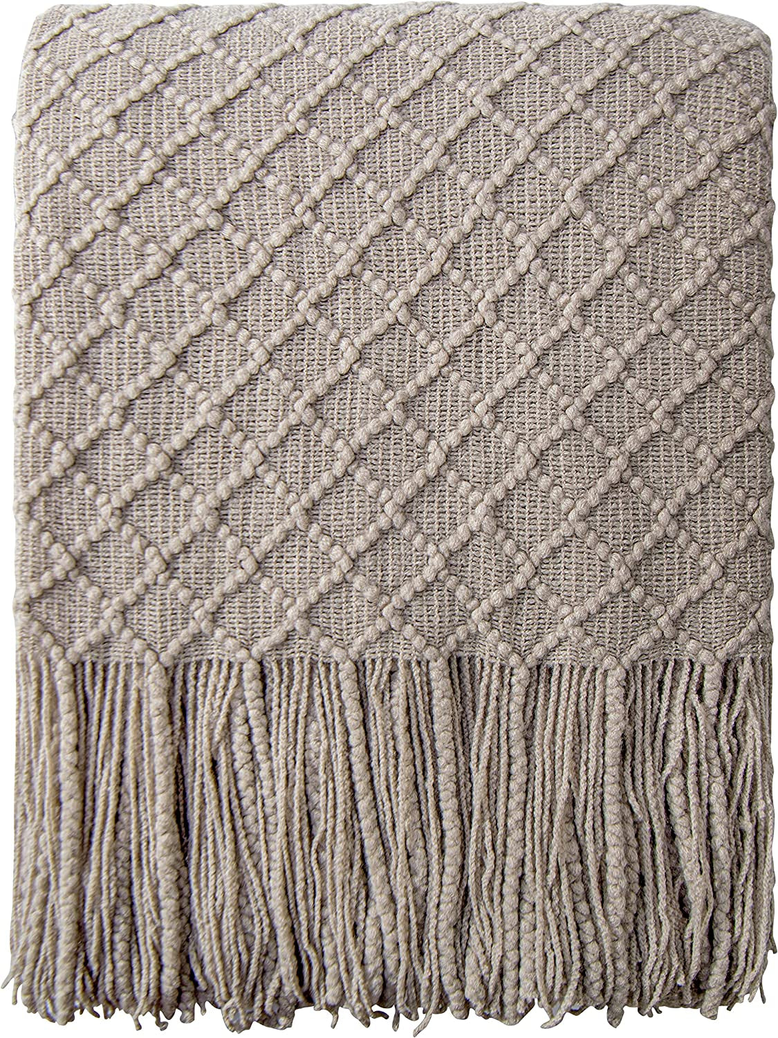 Cozy Up with Our Lightweight Taupe Acrylic Knitted Throw Blanket – Perfect for Travel, Couch, and Bed!