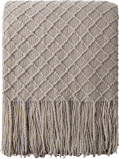 Cozy Up with Our Lightweight Taupe Acrylic Knitted Throw Blanket – Perfect for Travel, Couch, and Bed!