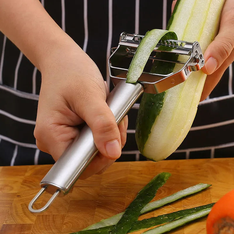 Versatile Stainless Steel Kitchen Peeler - Effortlessly Slice and Shred Fruits and Vegetables